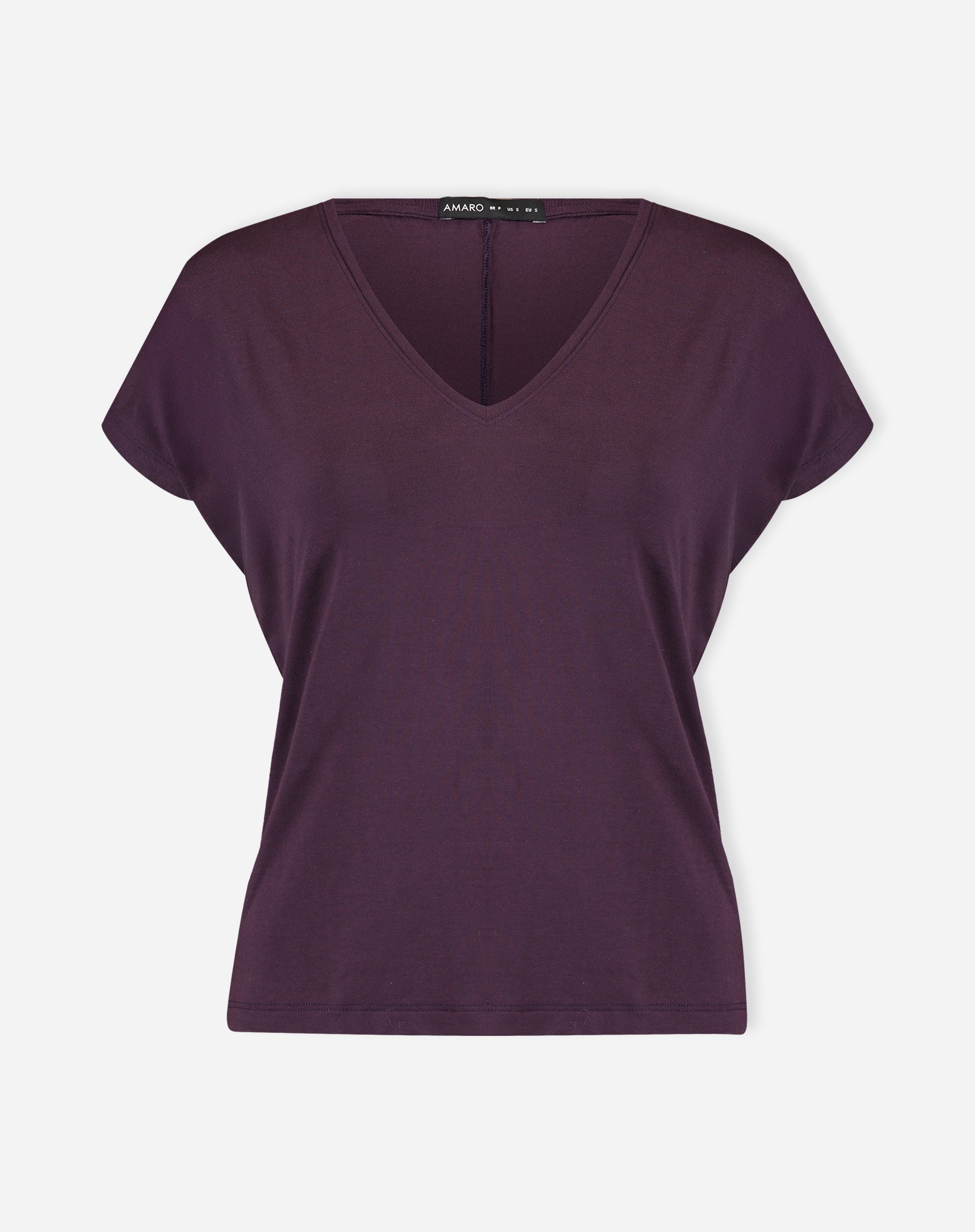 T-shirt Viscose Decote V Lisa - Roxo