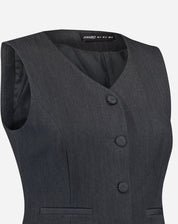 COLETE SLIM COM BOTÃO FORRADO ALFAIATARIA - CINZA