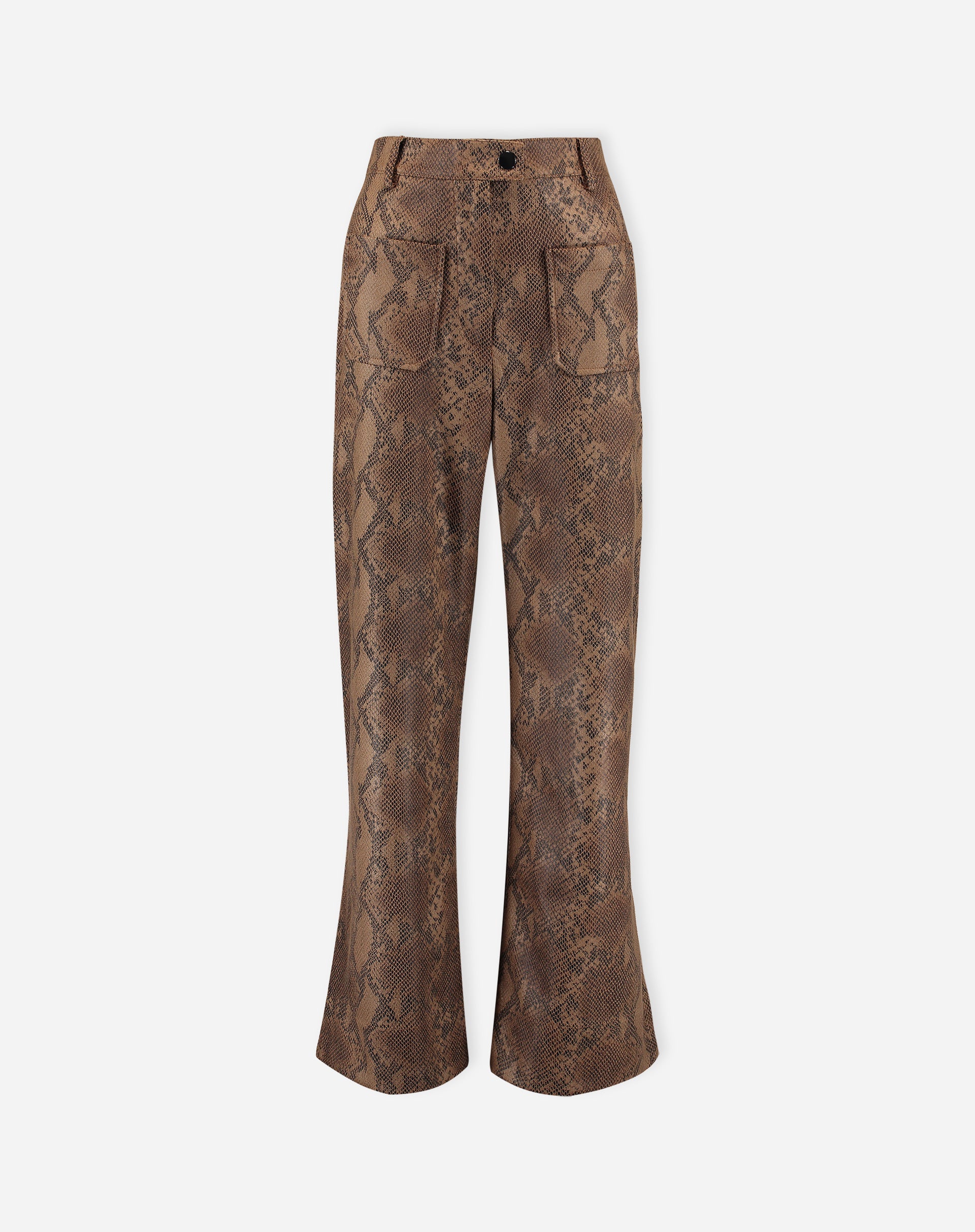 CALÇA RETA COBRA PU - CARAMELO