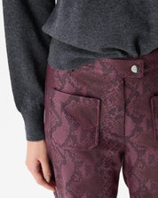 CALÇA RETA COBRA PU - VINHO