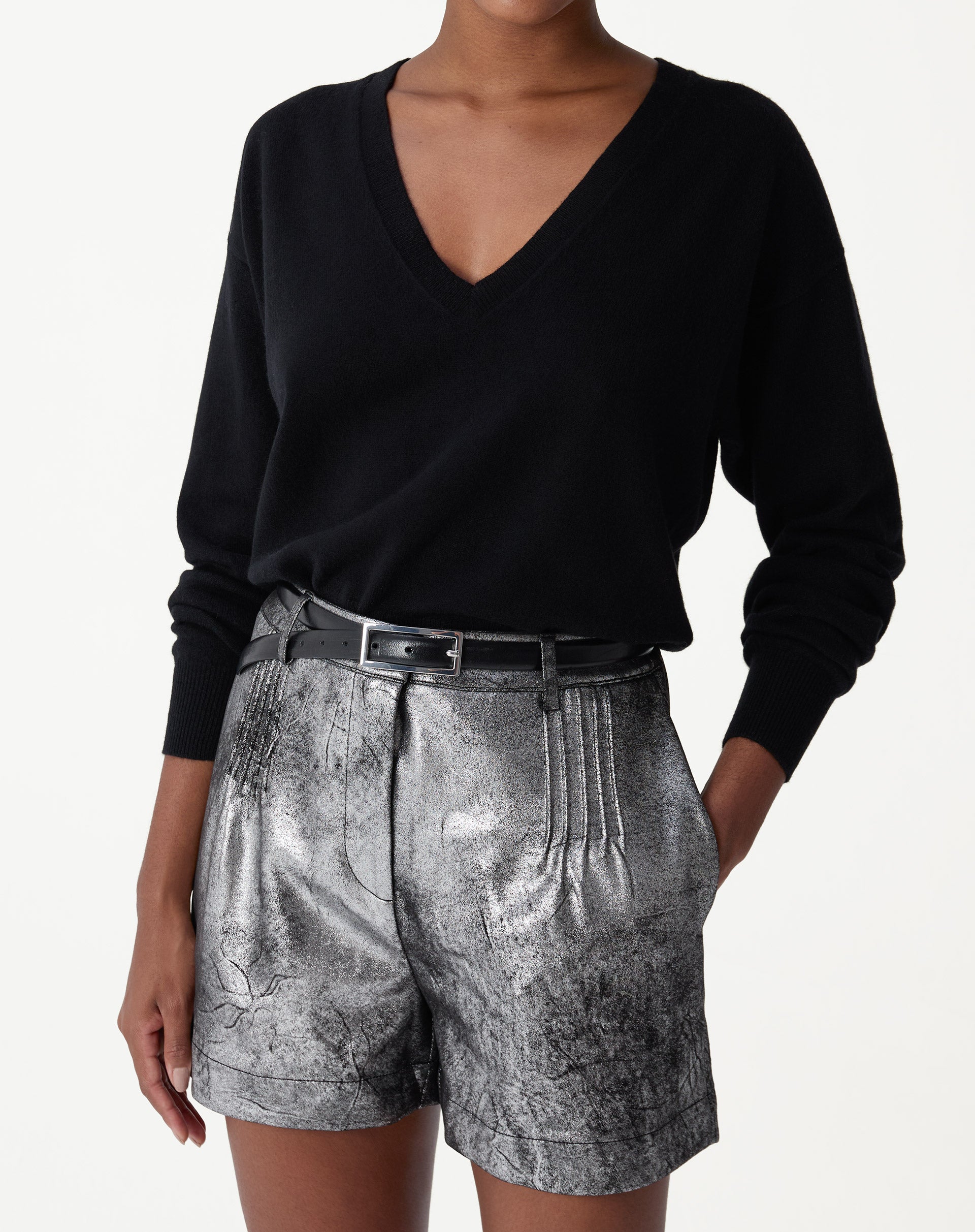 SUÉTER CASHMERE GOLA V  - PRETO