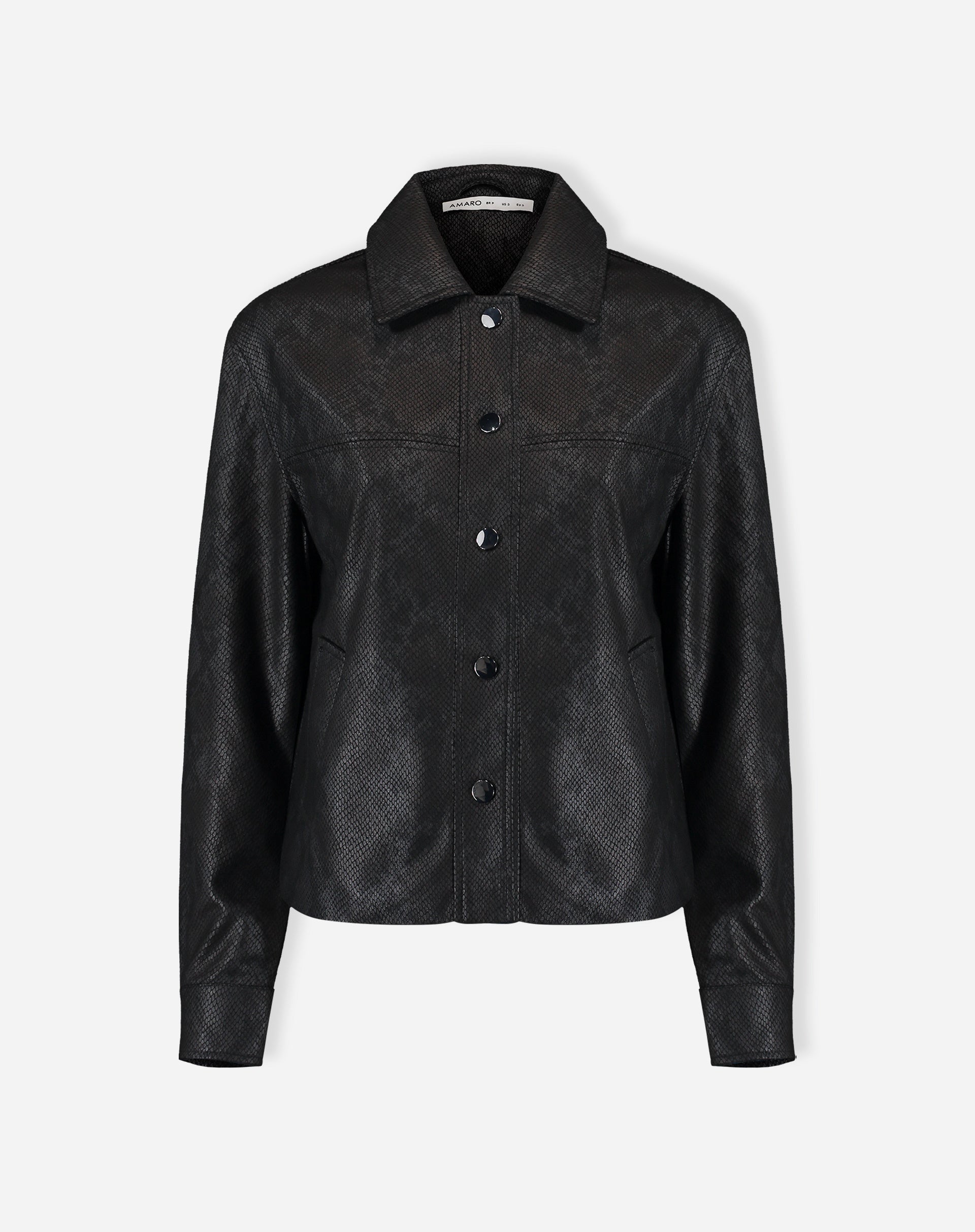 JAQUETA QUADRADA COBRA PU - PRETO