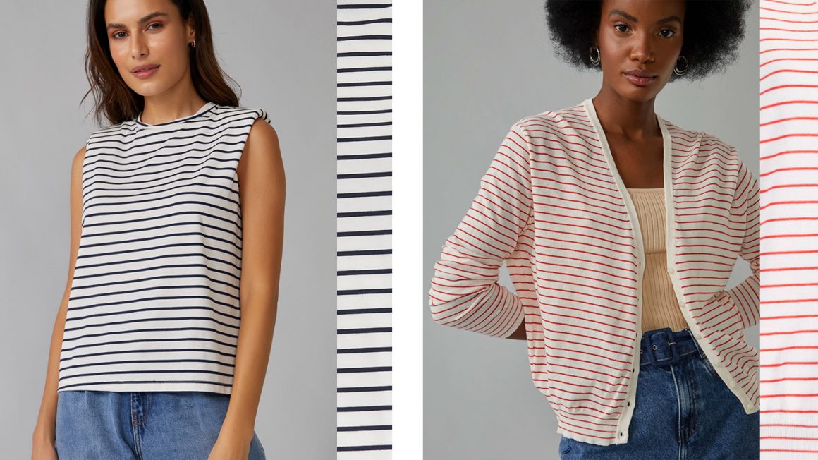 Muscle tee listrada e cardigan listrado