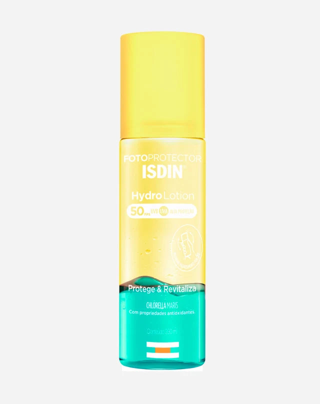 Foto de um protetor solar corporal da marca Isdin com fator de proteção 50