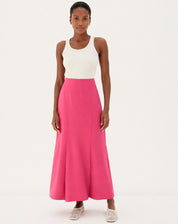 Saia Midi com Pregas - Rosa