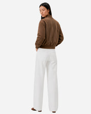 Jaqueta Bomber de Suede - Bege