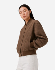 Jaqueta Bomber de Suede - Bege