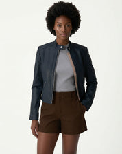 Jaqueta Couro Pelica Deluxe- Azul Marinho