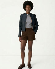 Jaqueta Couro Pelica Deluxe- Azul Marinho