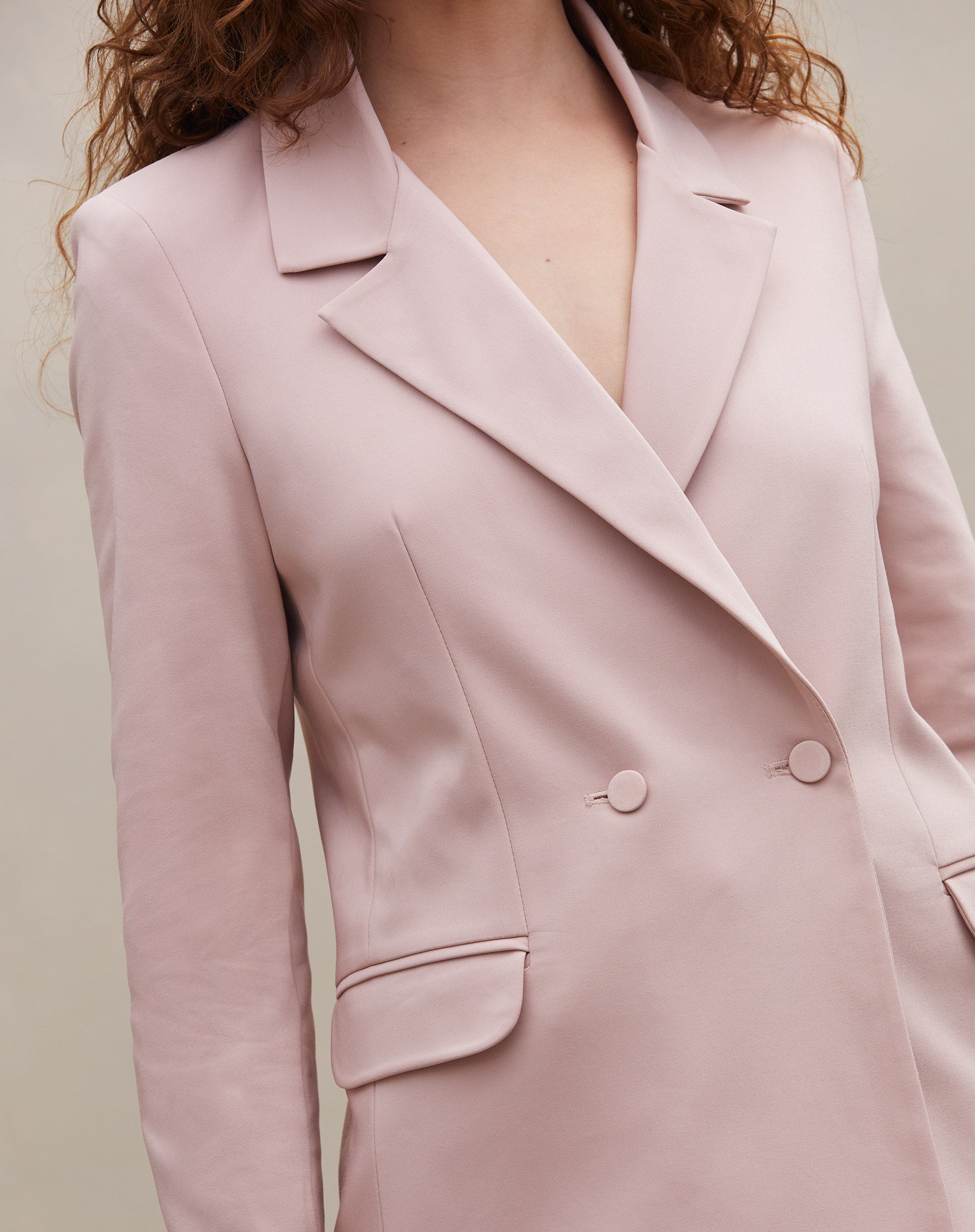 Blazer Alongado Botões Forrados - Rosa Claro