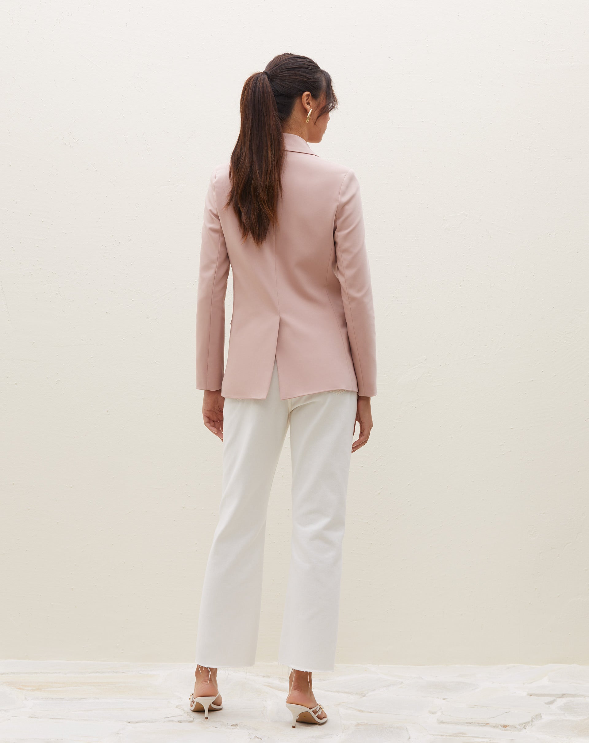 Blazer Alongado Botões Forrados - Rosa Claro