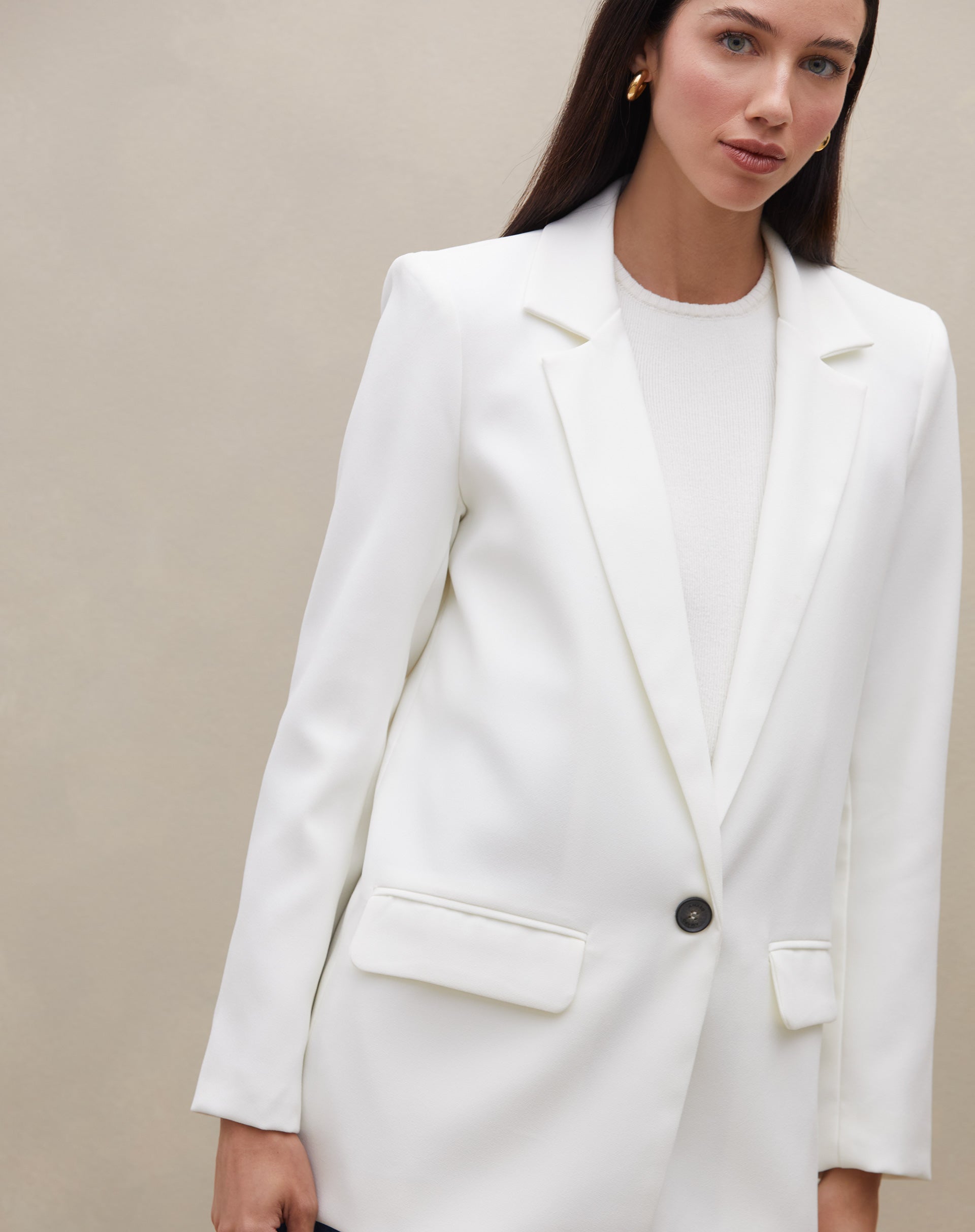 Blazer Fashion Summer Alongado - Off-white