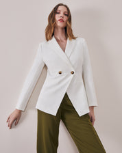 Blazer Alongado com Ponta - Off-white