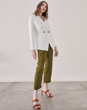 Blazer Alongado com Ponta - Off-white
