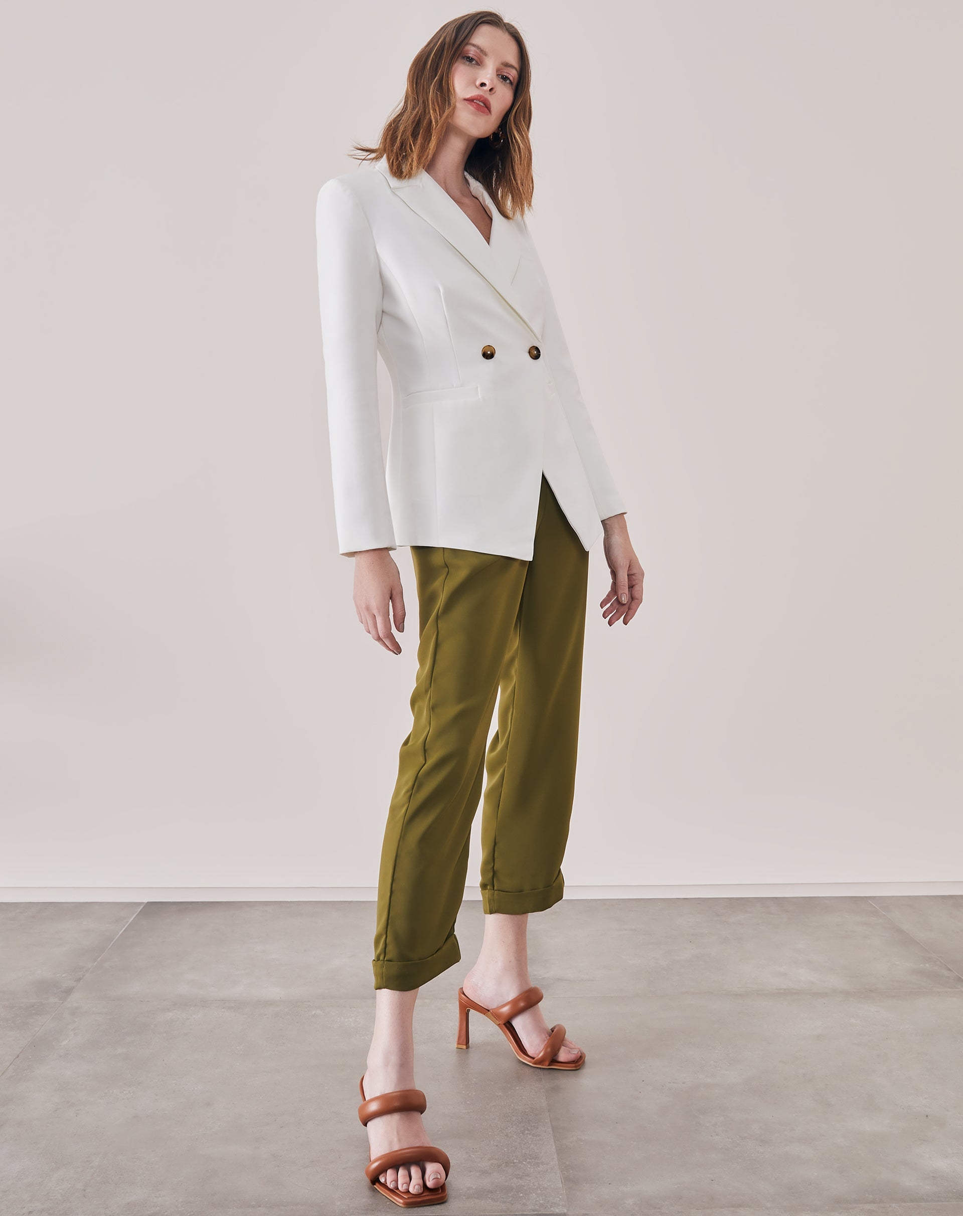 Blazer Alongado com Ponta - Off-white
