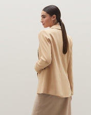Blazer sem Abotoamento com Bolso - Bege