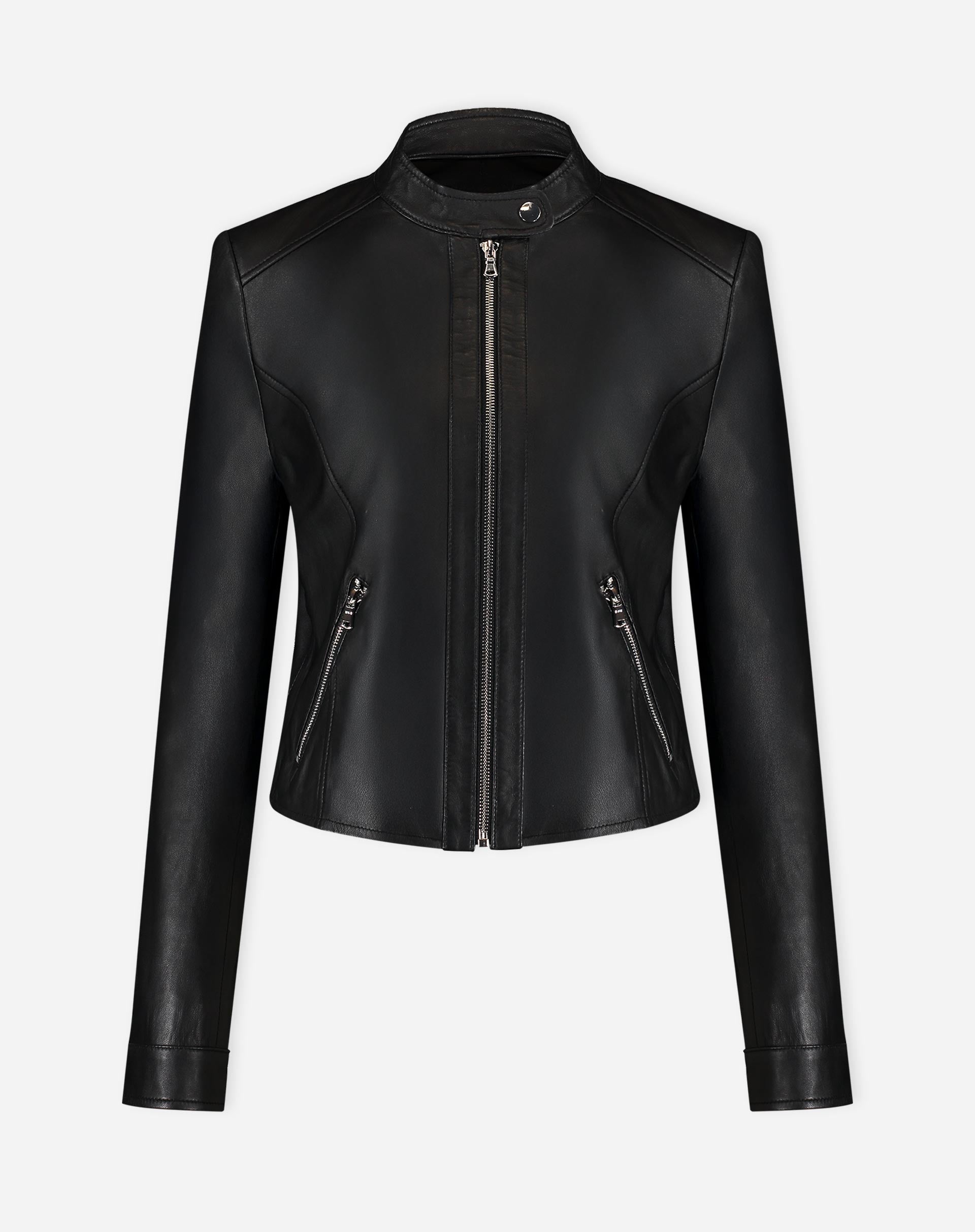 Jaqueta de Couro Pelica Zipper - Preto