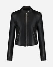 Jaqueta de Couro Pelica Zipper - Preto