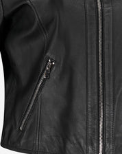 Jaqueta de Couro Pelica Zipper - Preto