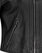 Jaqueta de Couro Pelica Zipper - Preto