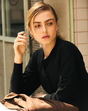 SUÉTER GOLA CARECA DE CASHMERE - PRETO
