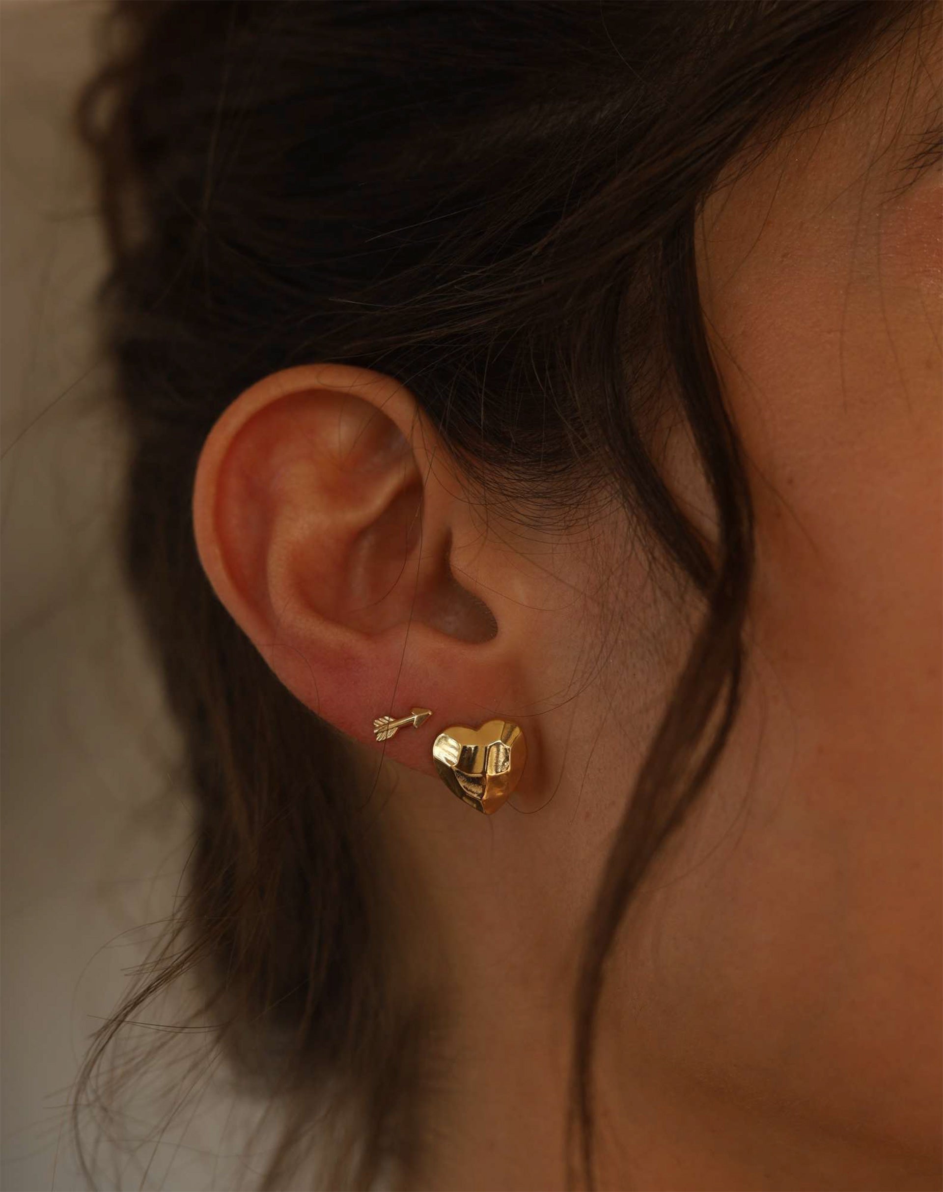 Brinco Coração Diamond - Dourado - Dourado