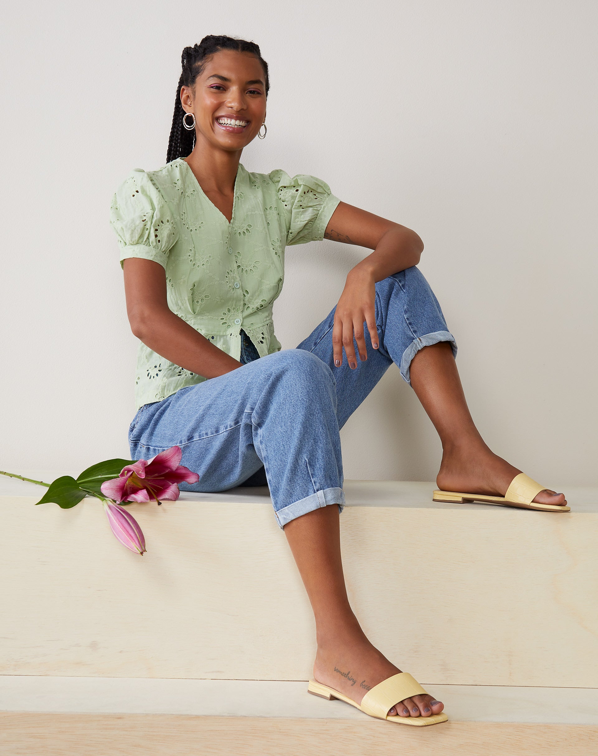 Rasteira Tira Reta Minimal  - Amarelo