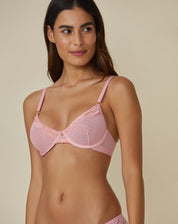 Sutiã Meia Taça Babado Renda - Rosa