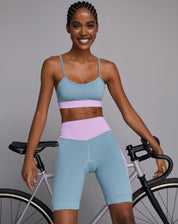 Shorts Biker com Acolchoado - Azul