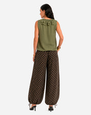 Calça Aladim de Chiffon - Verde Escuro