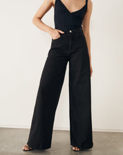 Calça Sarja Wide Básica - Preto