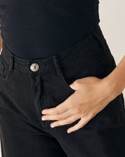 Calça Sarja Wide Básica - Preto