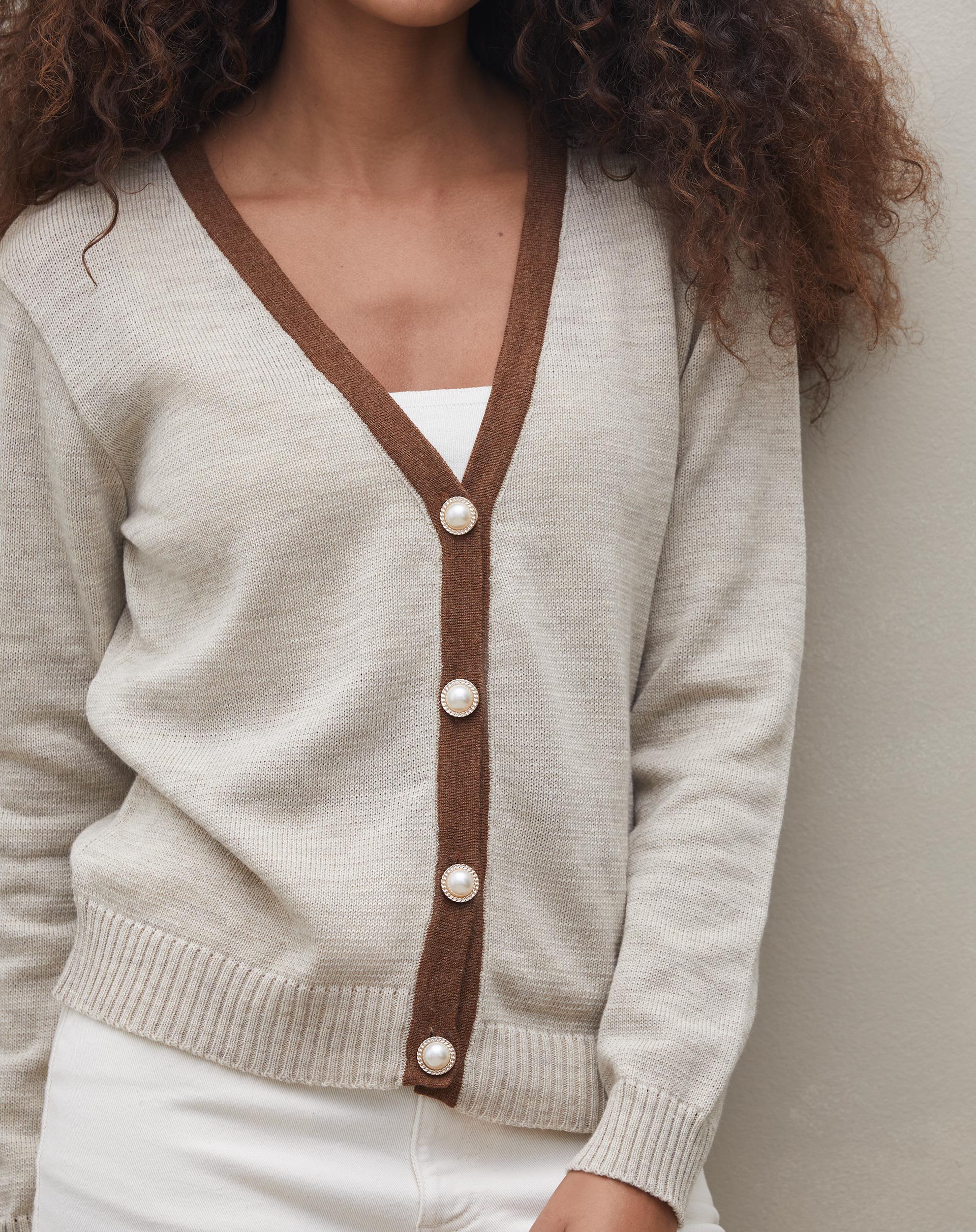 Cardigan Curto de Tricot - Marrom