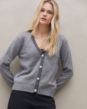 Cardigan Curto de Tricot - Cinza