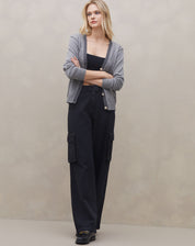 Cardigan Curto de Tricot - Cinza