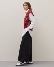 Colete Decote V Jacquard - Watercolor Orchid Vermelho