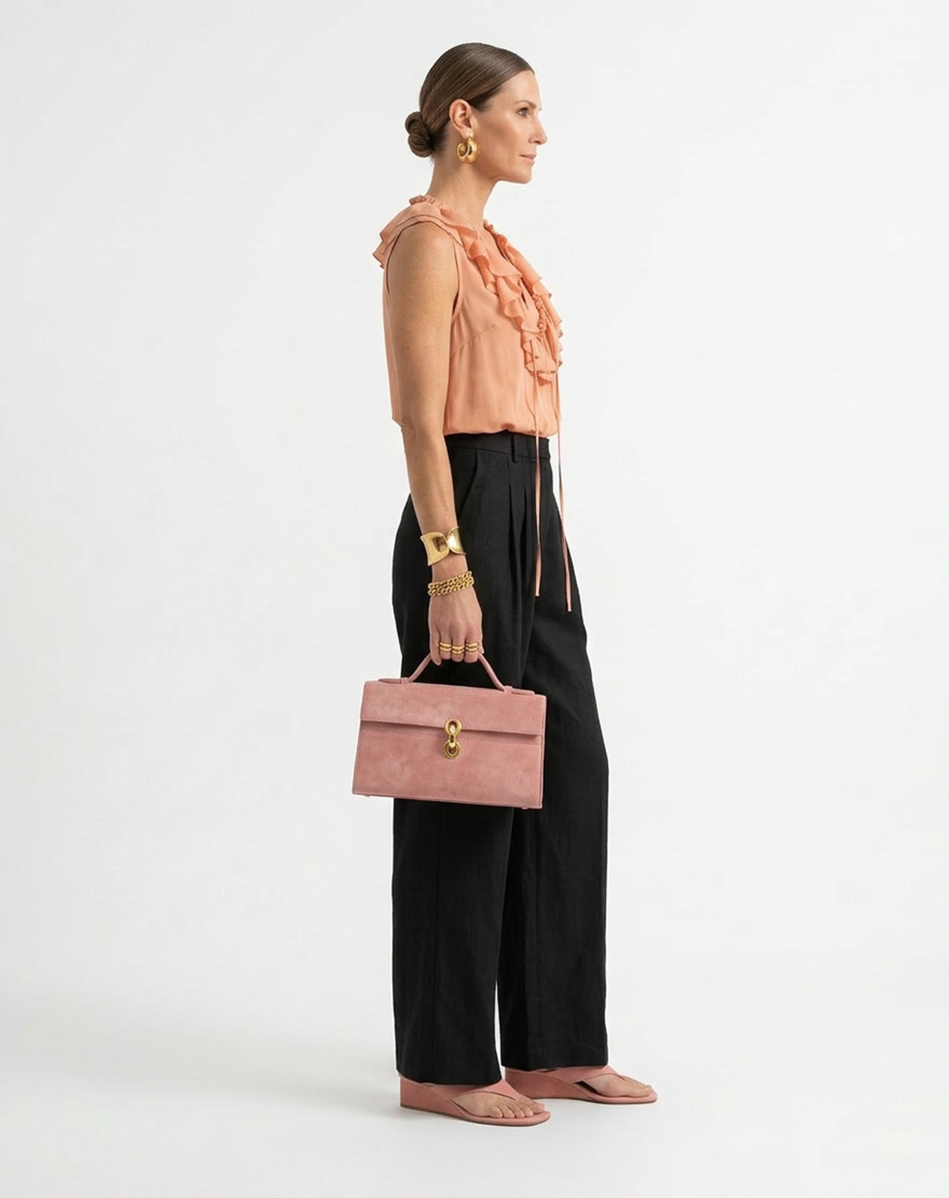 Calça Wide com Pregas Alfaiataria - Preto