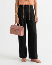 Calça Wide com Pregas Alfaiataria - Preto