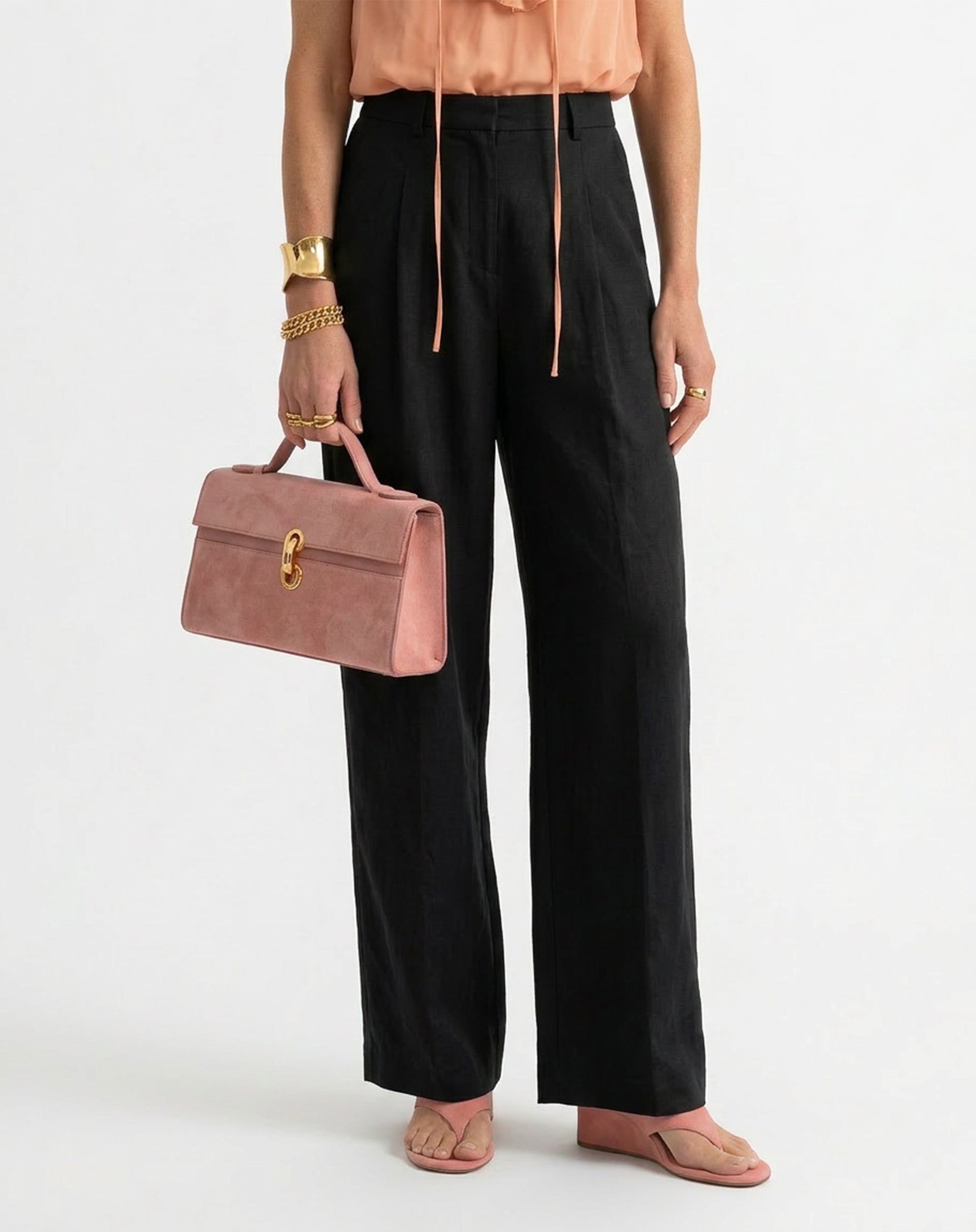 Calça Wide com Pregas Alfaiataria - Preto