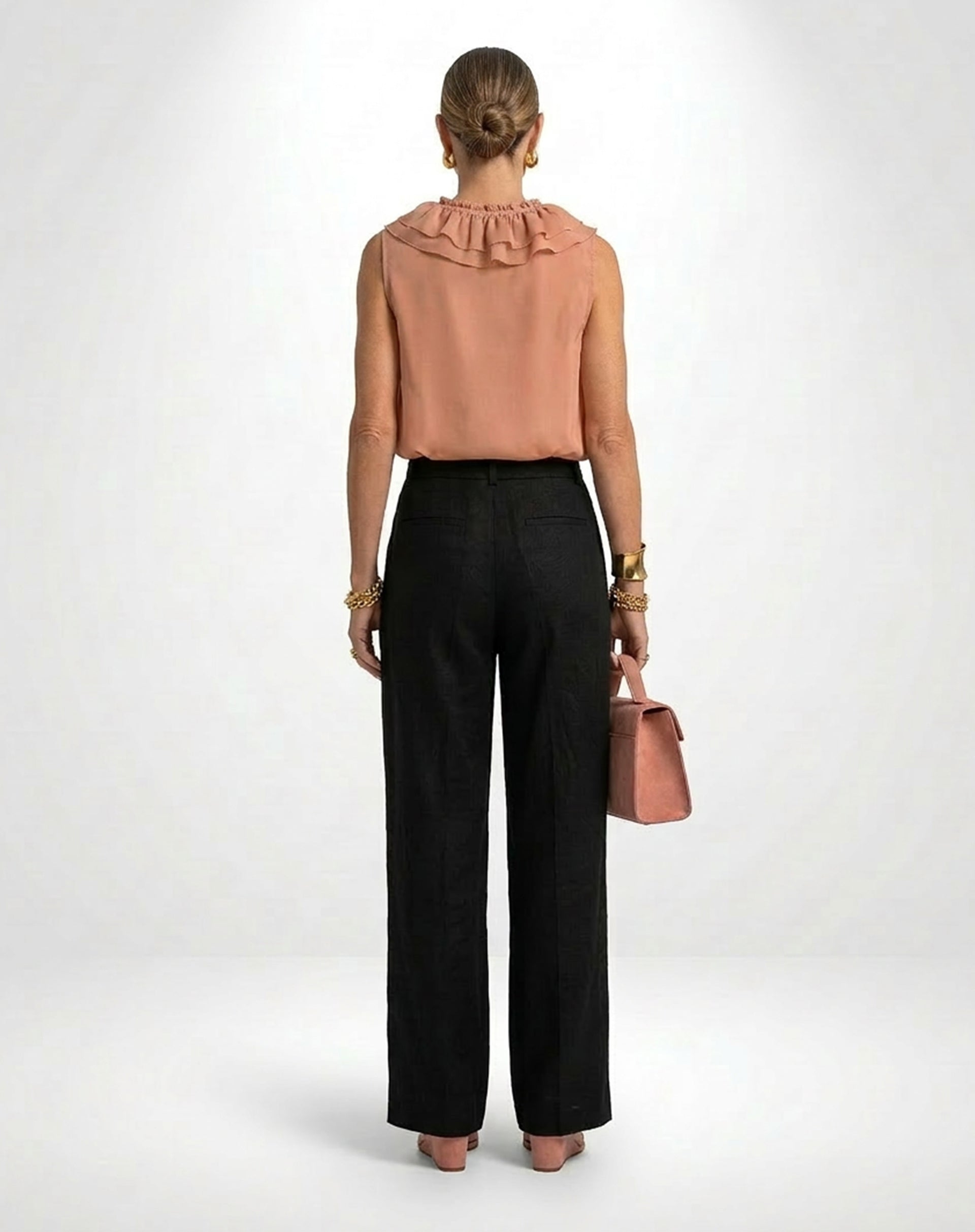 Calça Wide com Pregas Alfaiataria - Preto