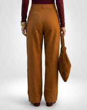 Calça Wide com Pregas Alfaiataria - Marrom