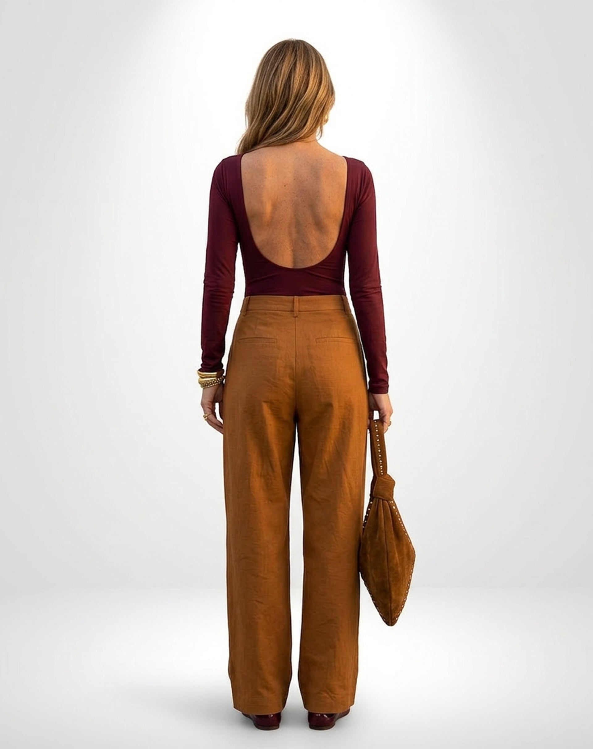 Calça Wide com Pregas Alfaiataria - Marrom