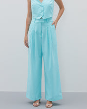 CALÇA WIDE COM PREGAS ALFAIATARIA - VERDE ÁGUA