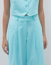 CALÇA WIDE COM PREGAS ALFAIATARIA - VERDE ÁGUA
