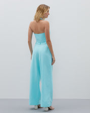 CALÇA WIDE COM PREGAS ALFAIATARIA - VERDE ÁGUA