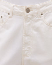 Calça Reta Cropped de Sarja - Off-white
