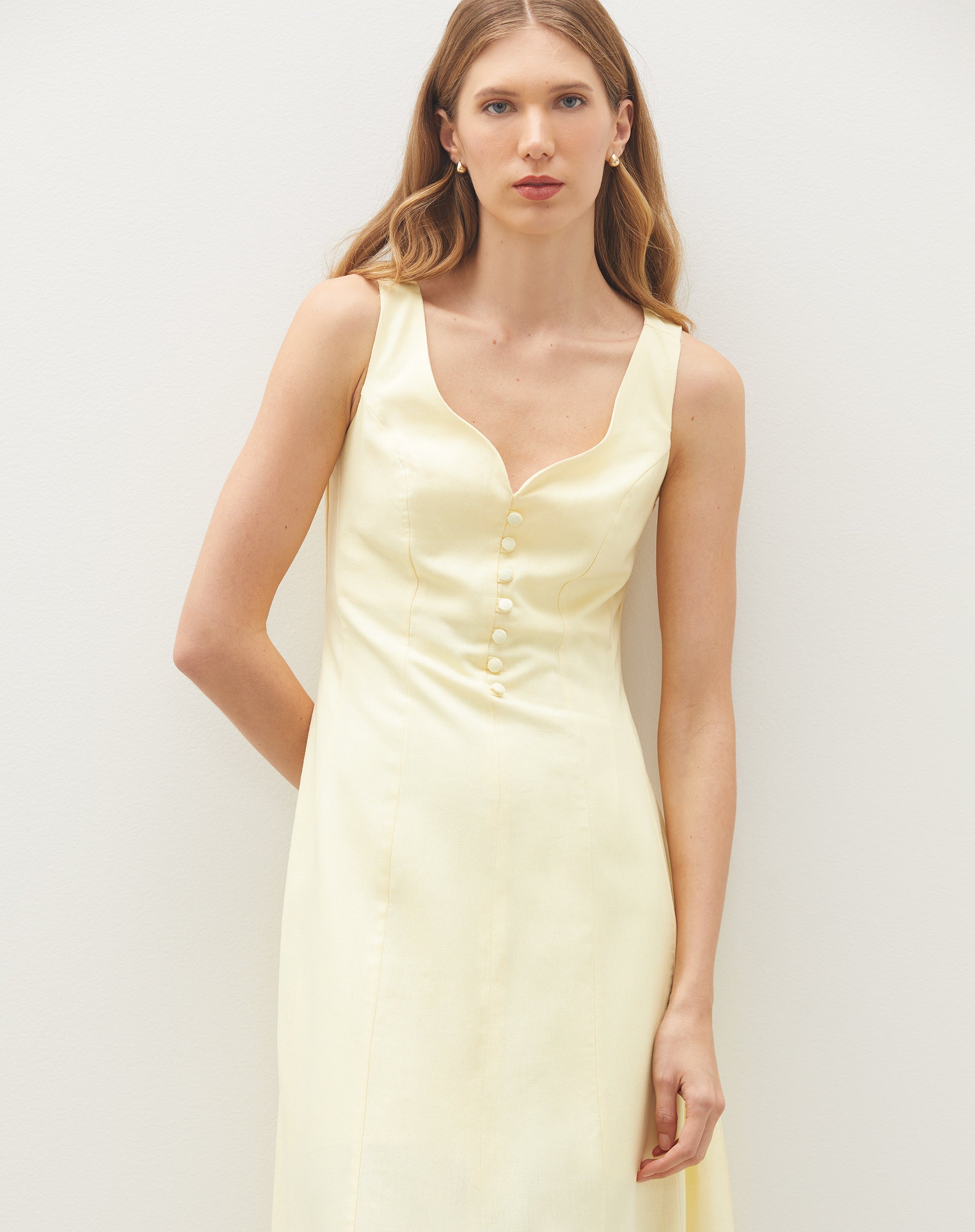 Vestido Midi Regata Estruturado - Amarelo Claro