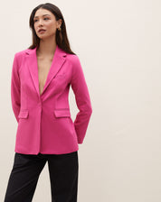 Blazer Reto com Bolso e Lapela - Rosa