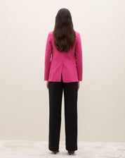 Blazer Reto com Bolso e Lapela - Rosa