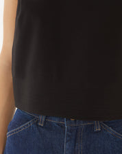 Top Cropped Alfaiataria Decote Redondo - Preto